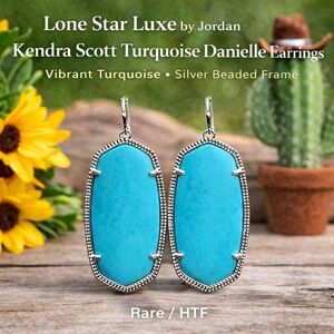 Kendra Scott Danielle Turquoise Statement Earrings|Silver |Iconic KS |Rare /HTF